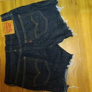 Levi's dark wash denim cutoff shorts